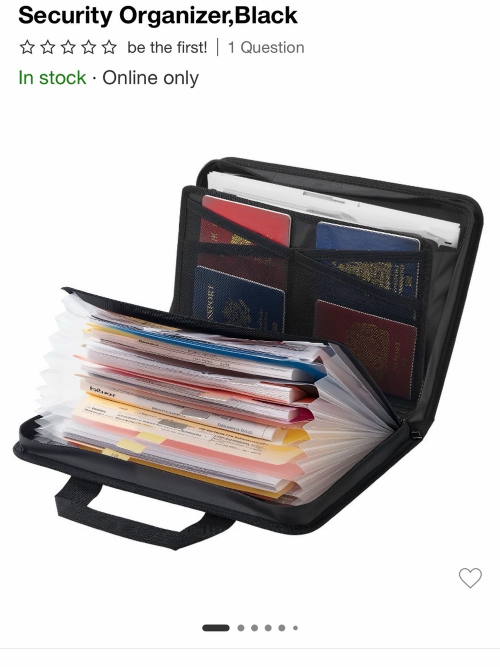 Black Fire Proof - Large, Sealed Security Organizer Document Wallet